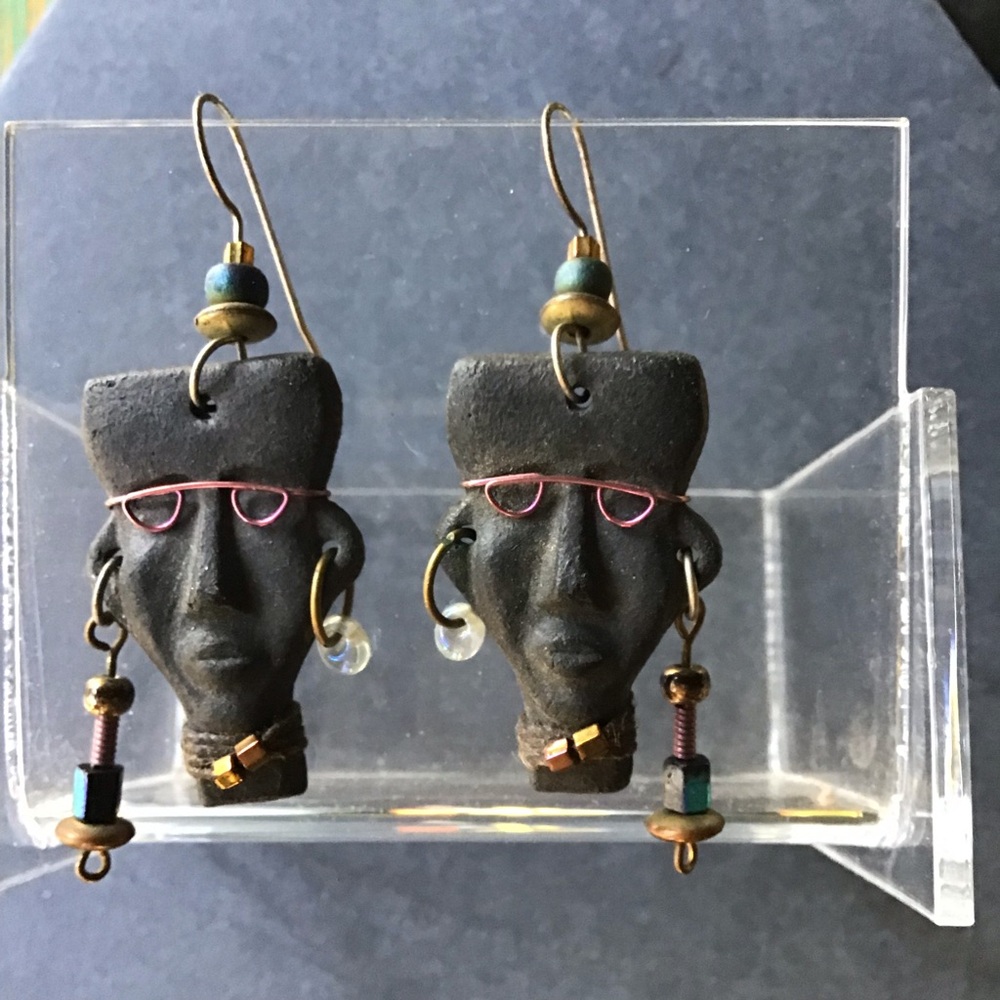 Artisan Face Earrings with Beads